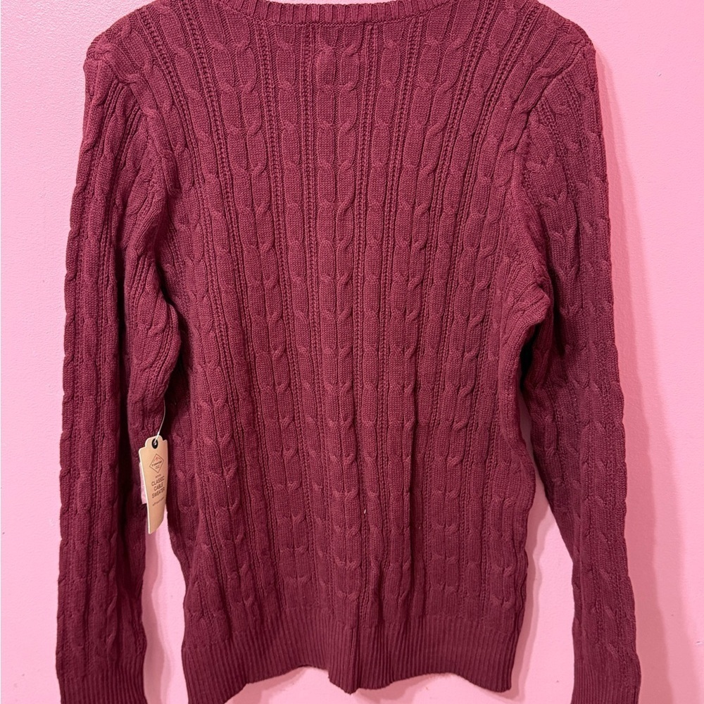St. John's Bay Cable Knit Sweater - Deep Burgundy - Picture 4 of 6